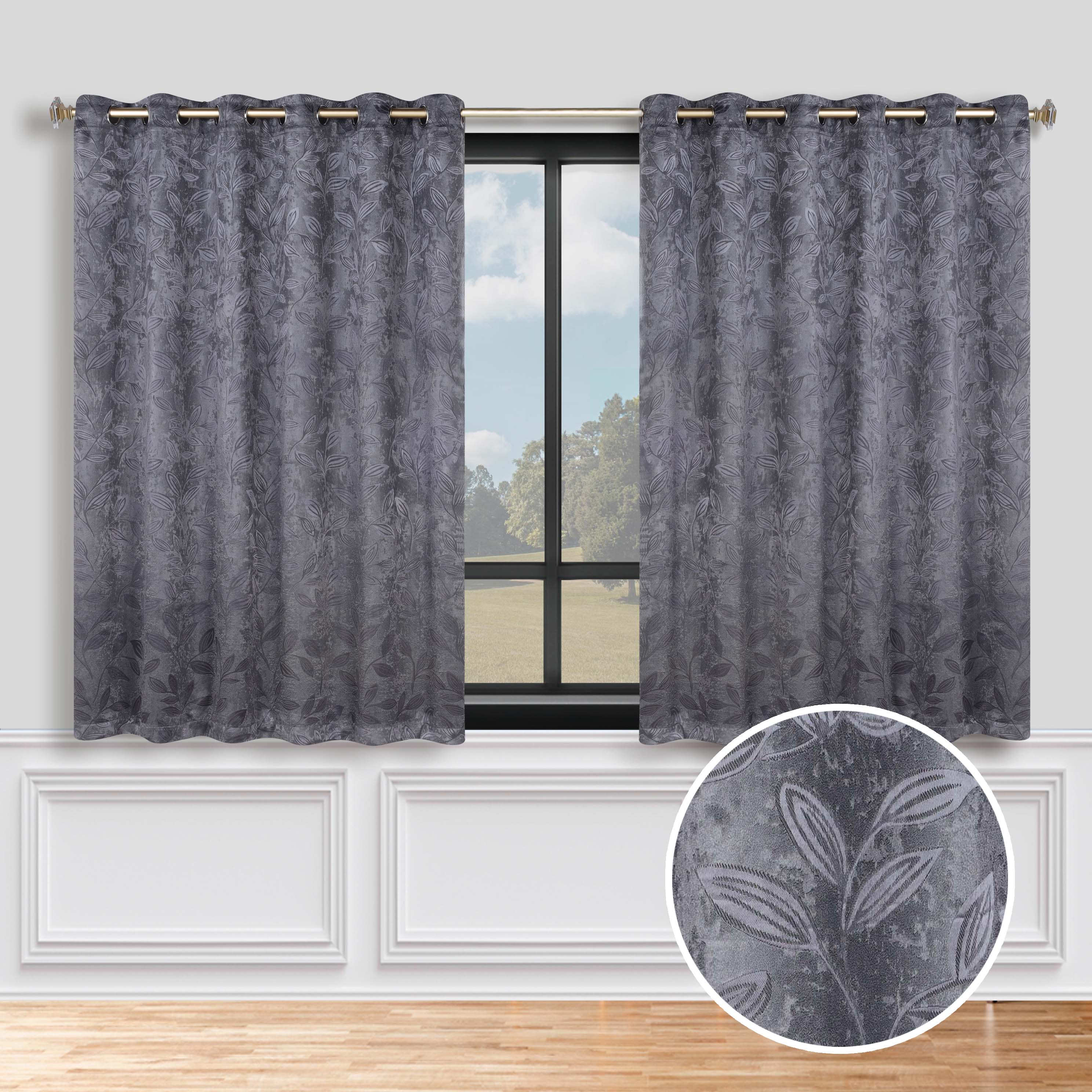 Leaves Room Darkening Grommet Blackout Curtain Panels, Set of 2 - Blackout Curtains by Superior Brand