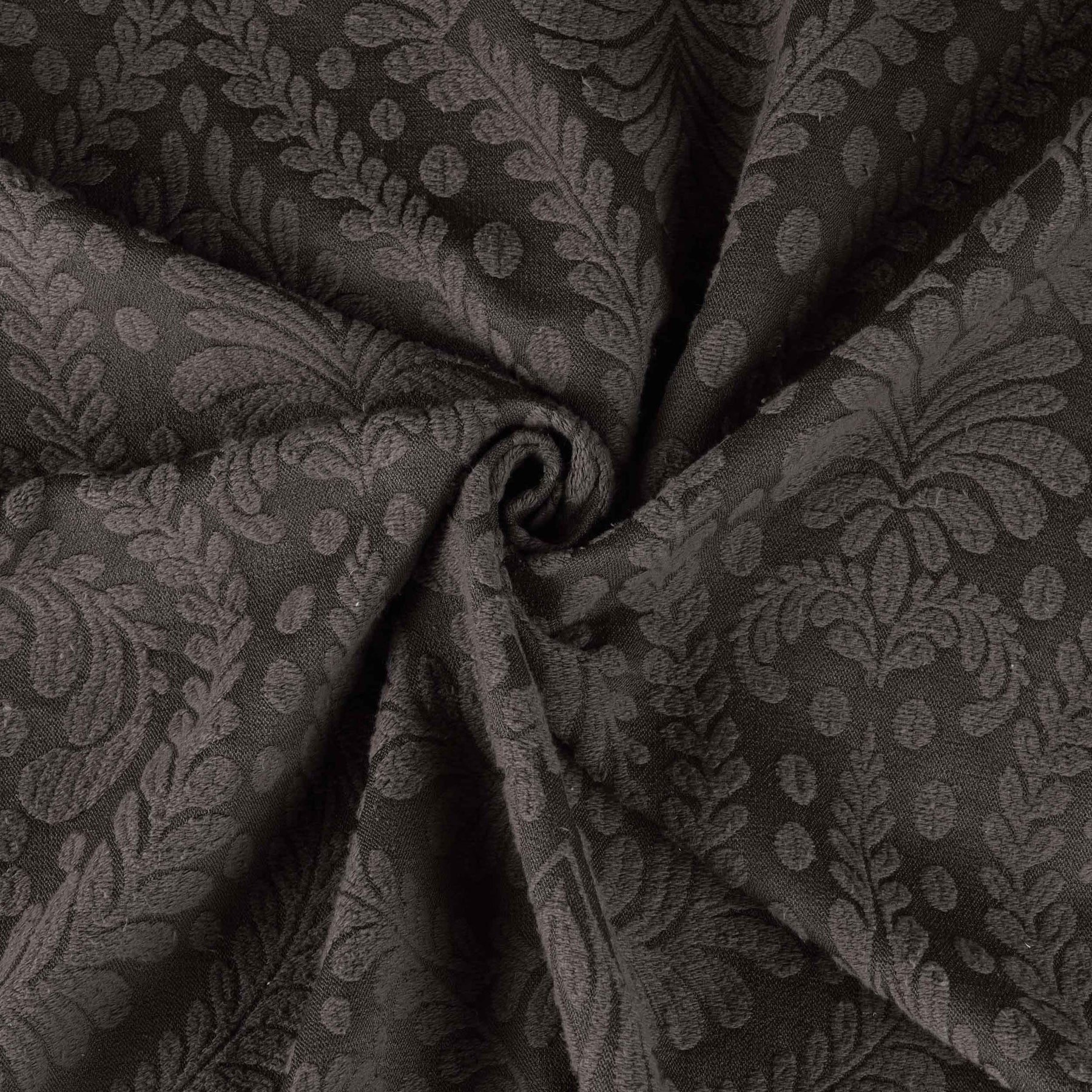 Aspen Cotton Blend Jacquard Floral Scalloped Edge Bedspread Set - Charcoal