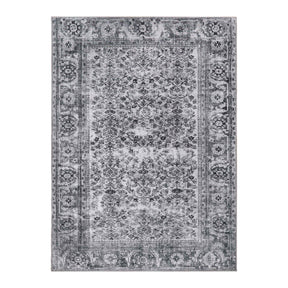 Classic Antique Floral Polyester Flat-weave Indoor Area Rug - Charcoal