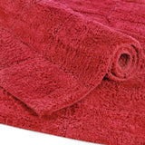 2 Piece Cotton Checkered Solid Non Slip Bath Rug Set - Bath Rugs by Superior