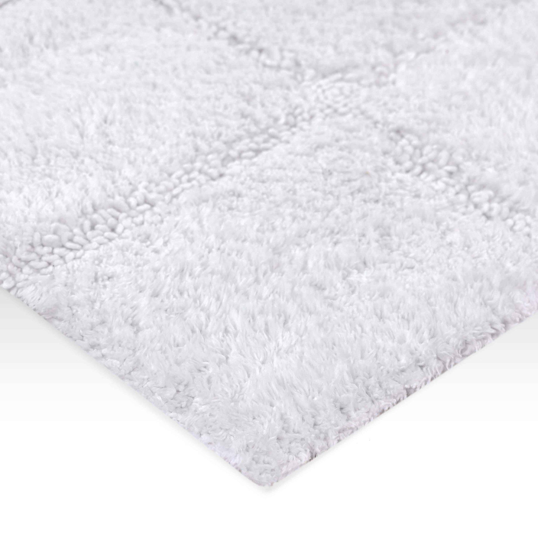 2 Piece Cotton Checkered Solid Non Slip Bath Rug Set - White