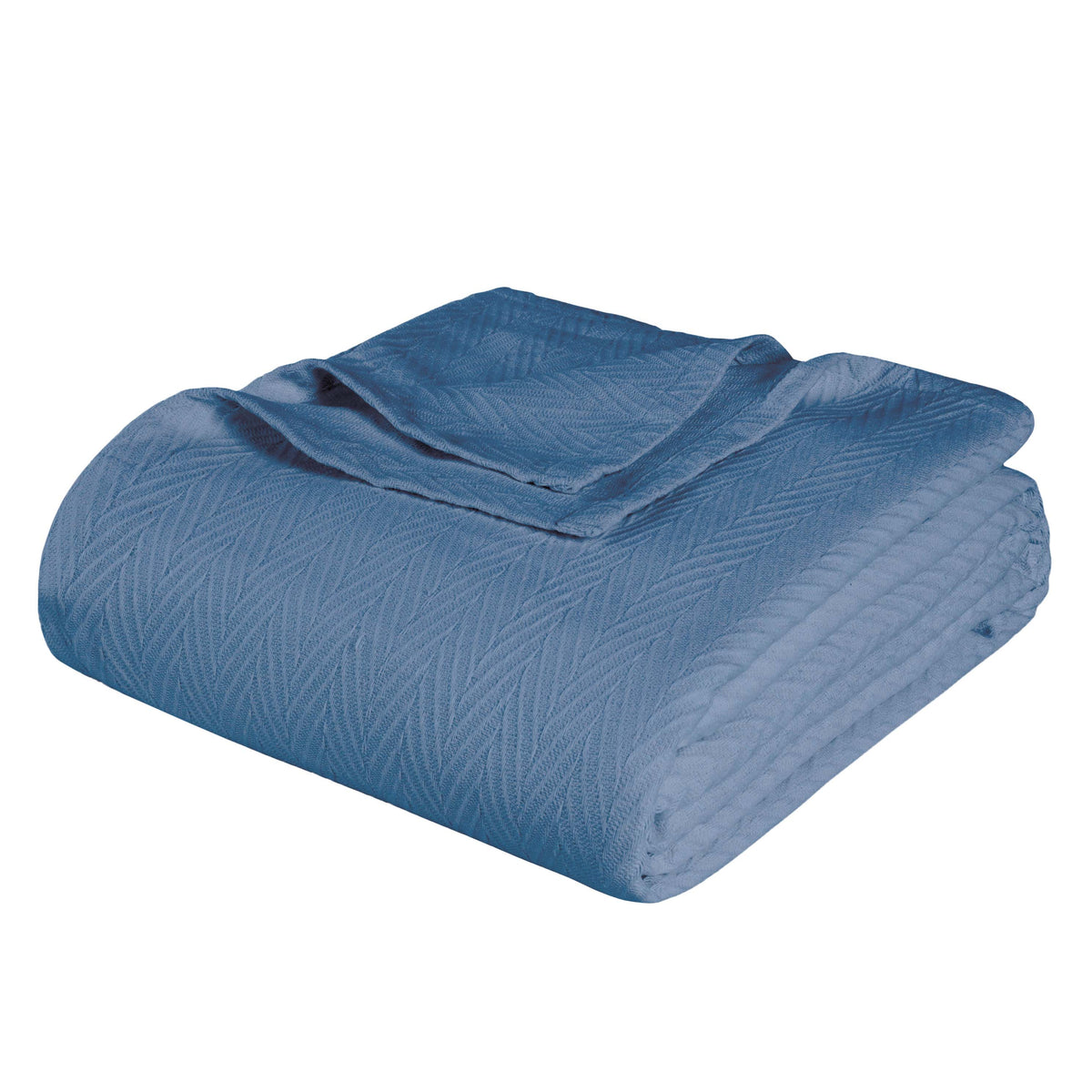 Chevron All-Season Cotton Blanket - Denim Blue