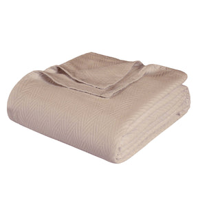 Chevron All-Season Cotton Blanket -Khaki