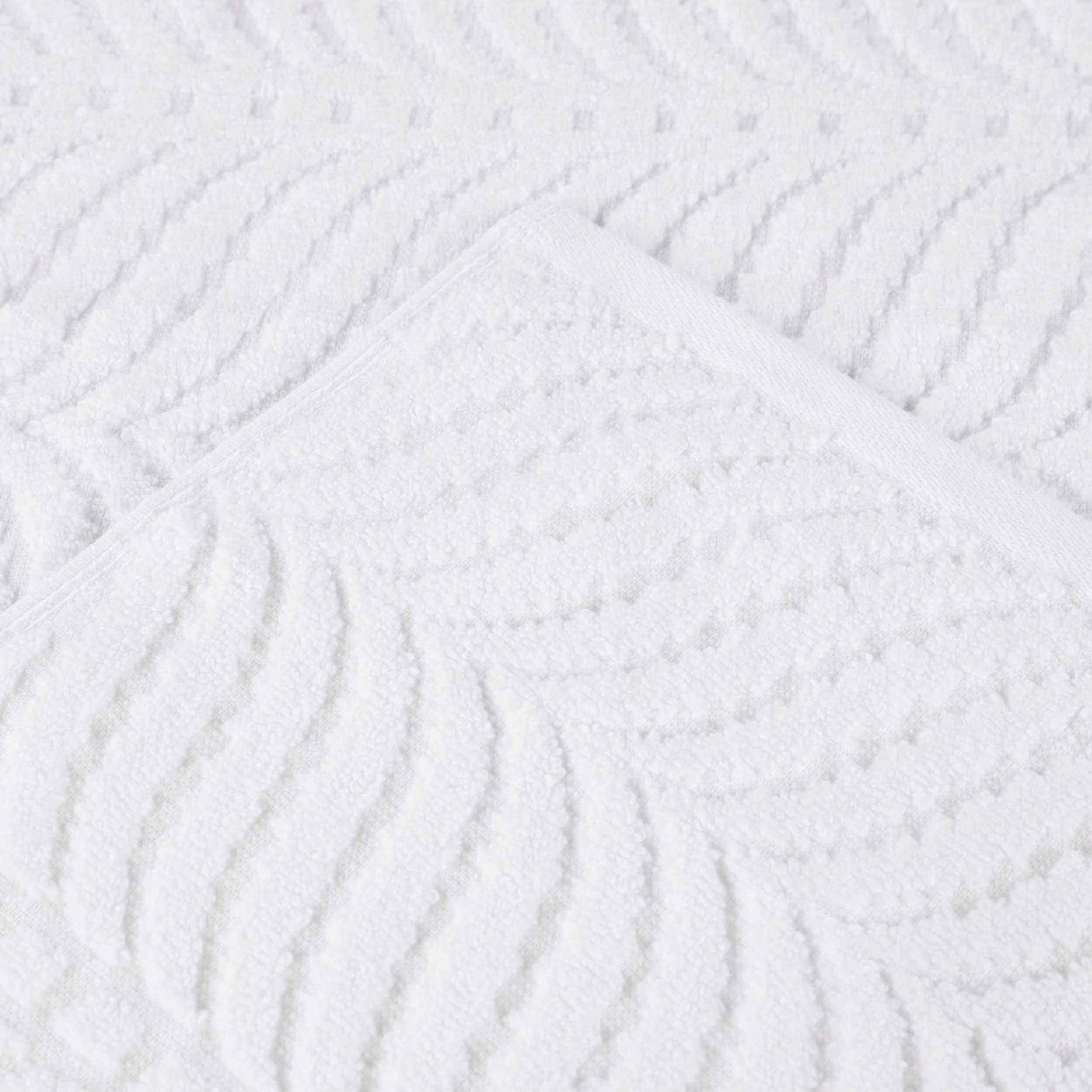 Chevron Zero Twist Cotton 3 Piece Jacquard Towel Set - White