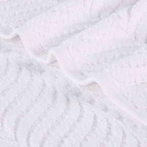 Chevron Zero Twist Cotton Solid and Jacquard Face Towel - White