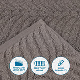 Chevron Zero Twist Solid and Jacquard Soft Cotton Hand Towel Set of 6