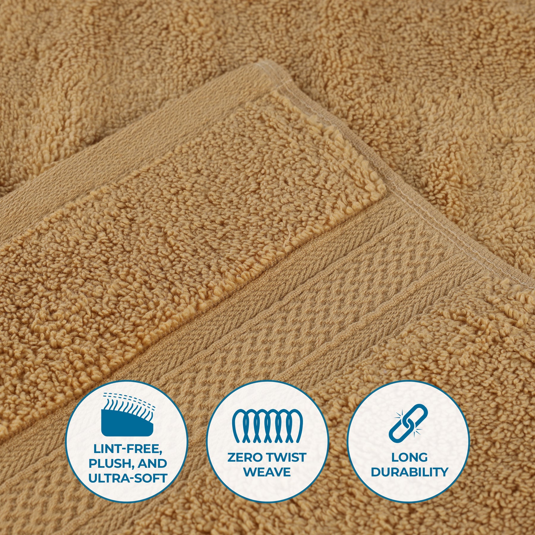 Chevron Zero Twist Cotton Solid and Jacquard Face Towel - Gold