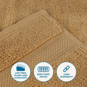 Chevron Zero Twist Cotton Solid and Jacquard Hand Towel - Gold