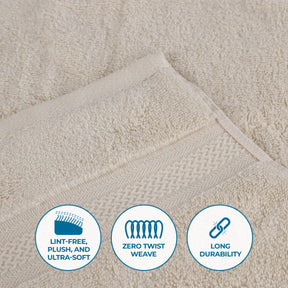 Chevron Zero Twist Cotton Solid and Jacquard Bath Sheet - Ivory