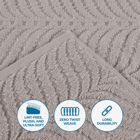 Chevron Zero Twist Cotton Solid and Jacquard 8 Piece Towel Set