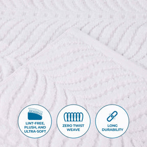 Chevron Zero Twist Cotton Solid and Jacquard 6 Piece Towel Set - White
