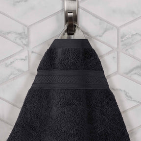 Cotton Highly Absorbent 6-Piece Jacquard Chevron Towel Set - Black