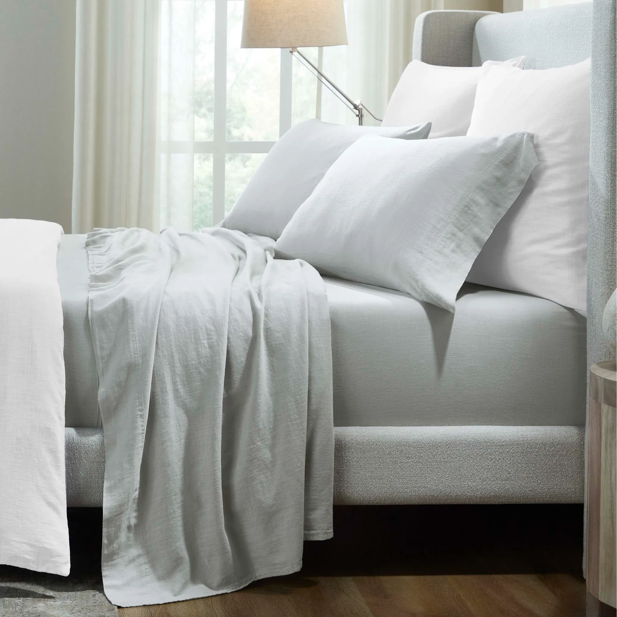 Chloe 100% Cotton Linen Texture Vintage Wash Deep Pocket Bed Sheet Set