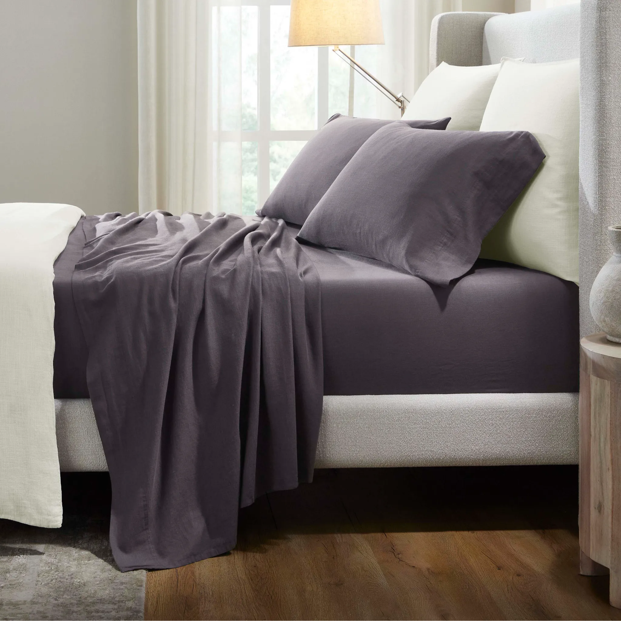 Chloe 100% Cotton Linen Texture Vintage Wash Deep Pocket Bed Sheet Set