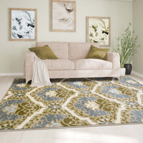 Chloe Non-Slip Floral Damask Indoor Washable Area Rug - Taupe