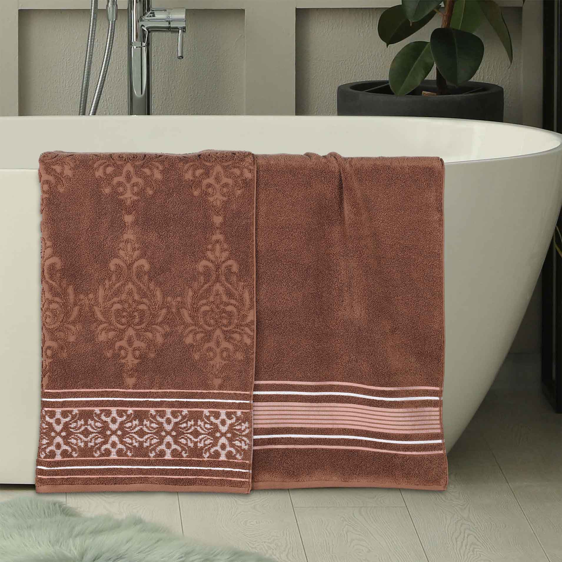 Sadie Zero Twist Cotton Solid and Jacquard Floral Bath Sheet Set of 2 - Bath Sheet by Superior