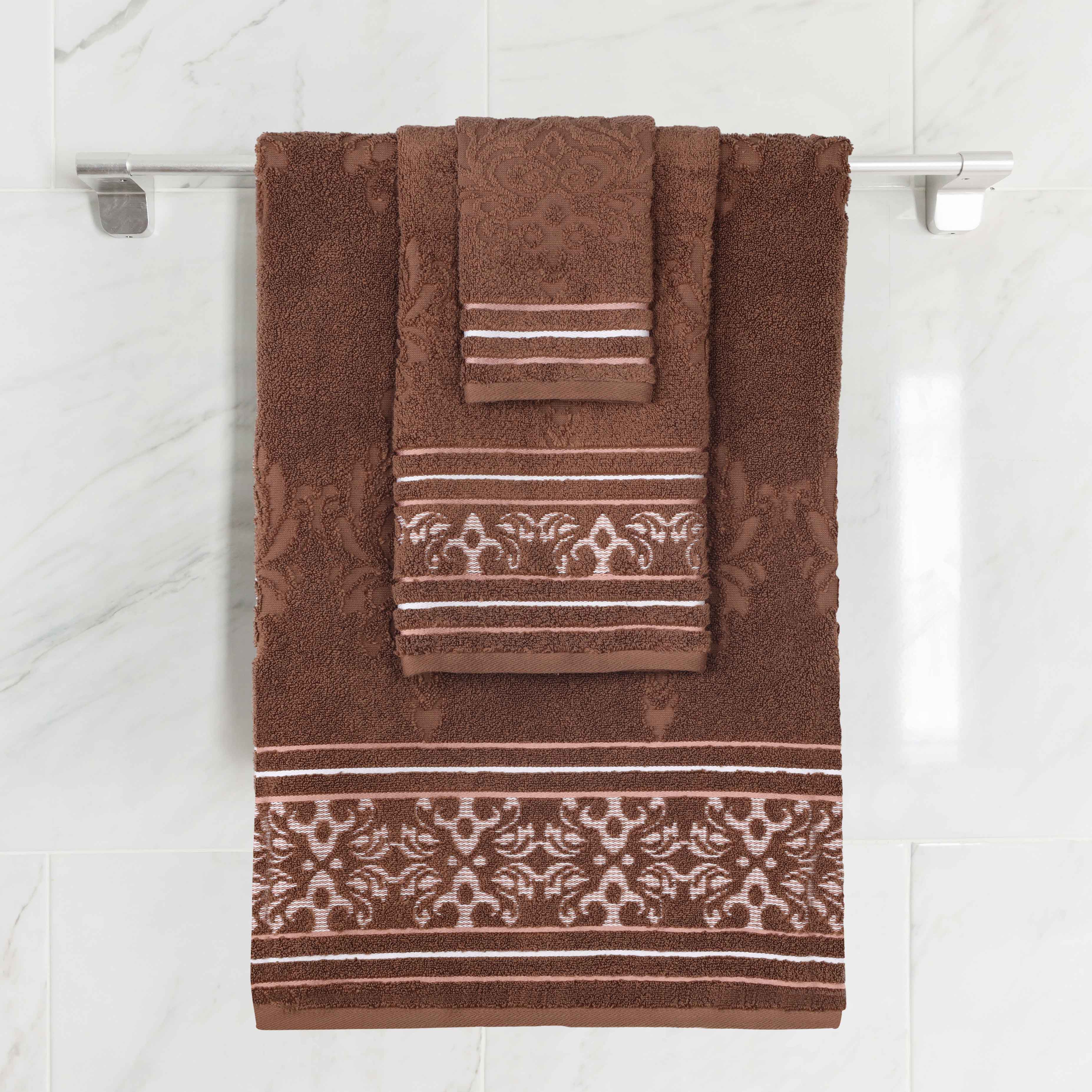 Sadie Zero Twist Cotton Floral Jacquard Absorbent 3 Piece Towel Set - Towel Set by Superior