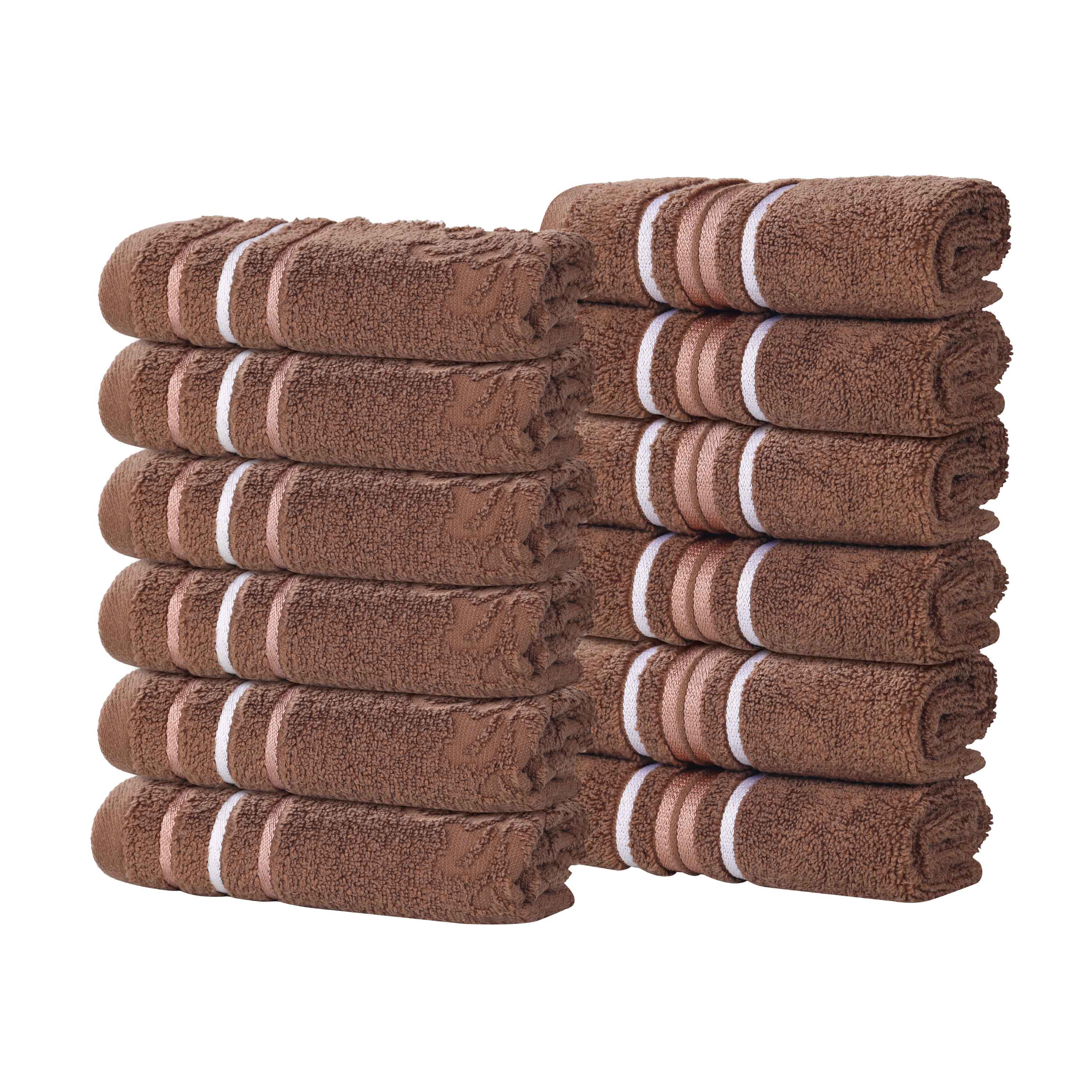 Sadie Zero Twist Cotton Solid and Jacquard Floral Face Towel Set of 12 - Face Towel by Superior Brand