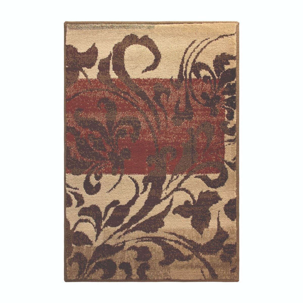 Storyville Modern Geometric Abstract Floral Scroll Area Rug or Runner - Chocolate