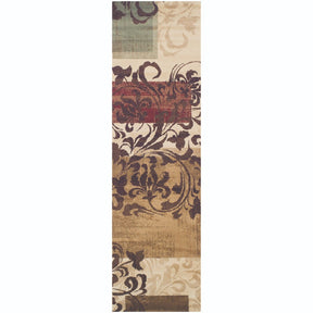 Storyville Modern Geometric Abstract Floral Scroll Area Rug or Runner - Chocolate