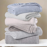 Chrisney Cotton Blanket - Textured Chevron Weave & All Season Comfort
