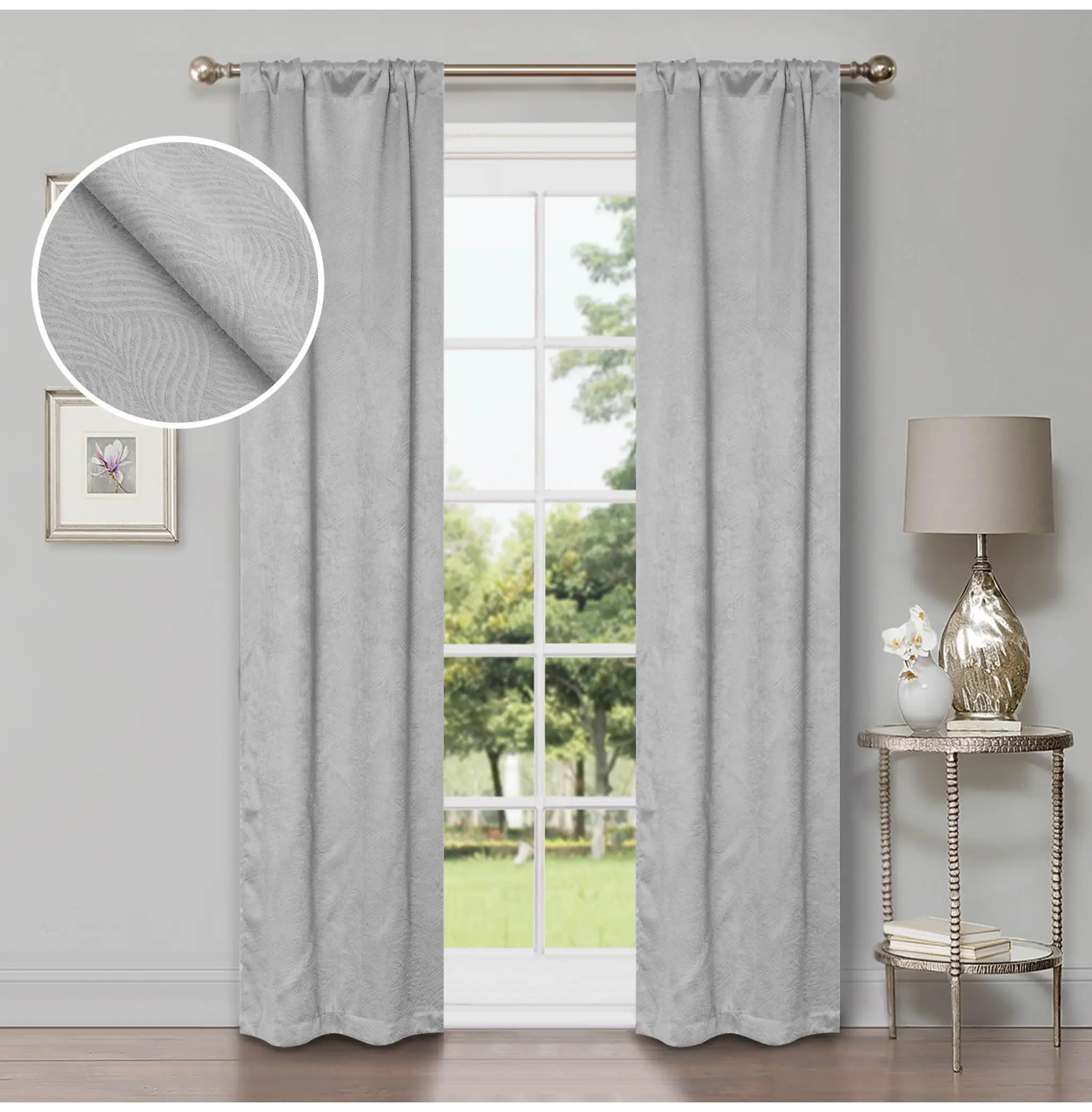 Waverly Geometric Washable Room Darkening Blackout Curtains, Set of 2