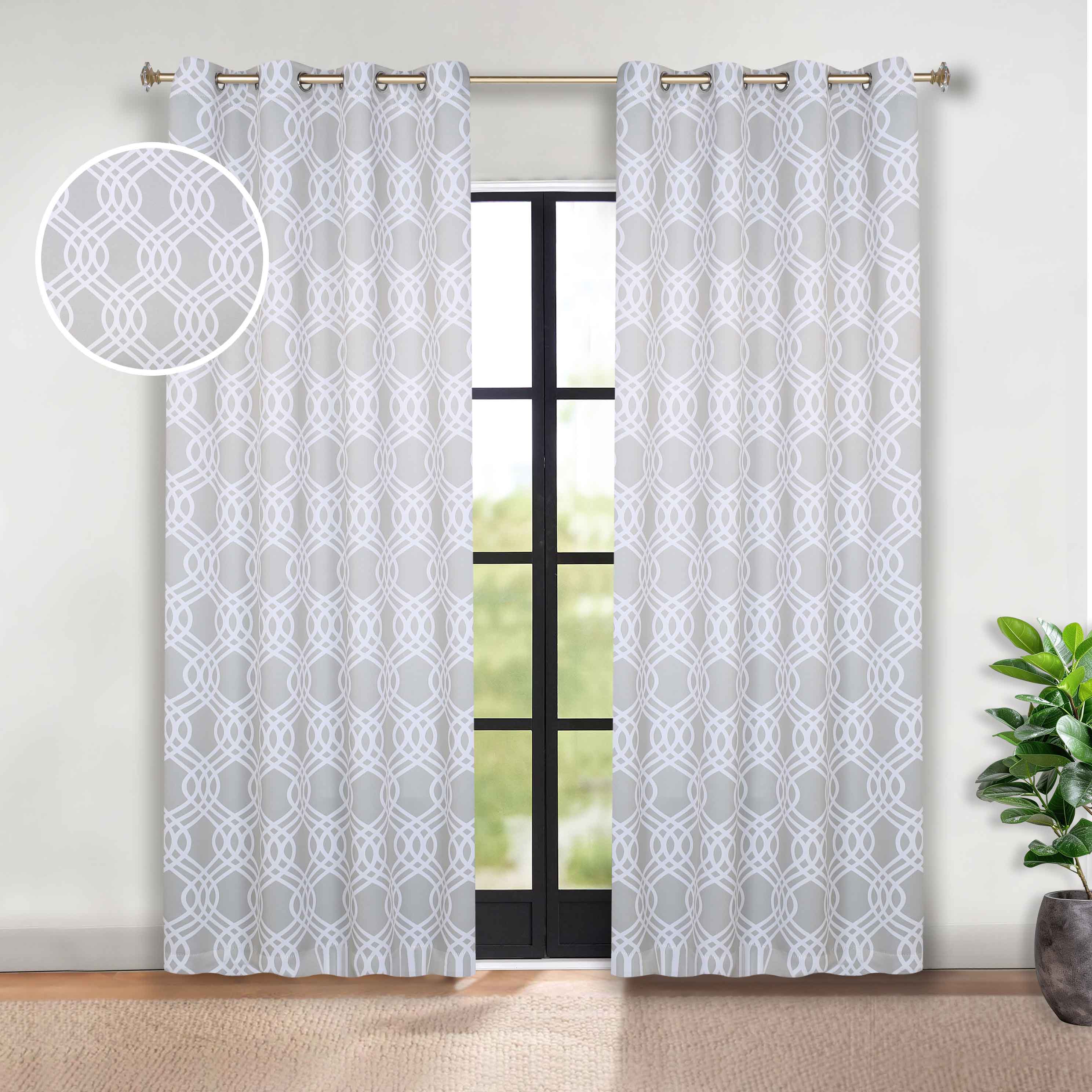 Ribbon Trellis Washable Room Darkening Blackout Curtains, Set of 2 - Blackout Curtains by Superior Brand