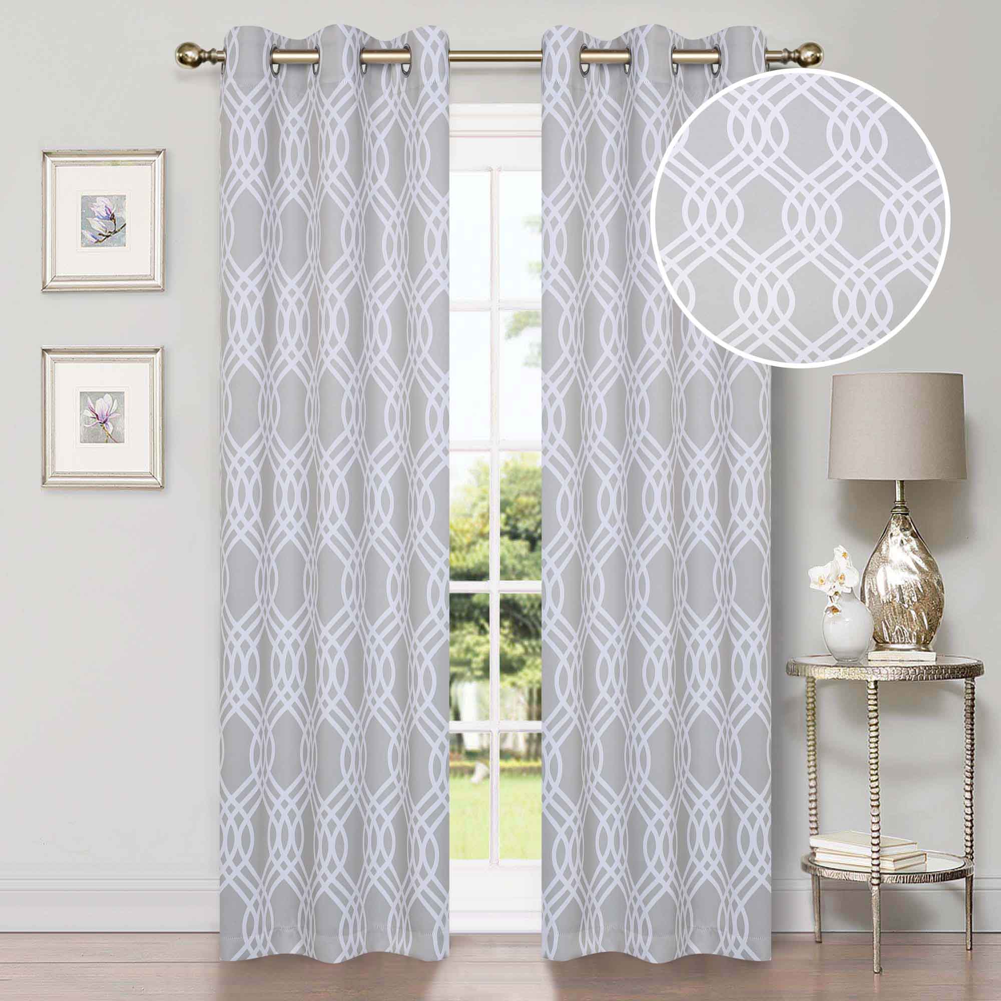 Ribbon Trellis Washable Room Darkening Blackout Curtains, Set of 2 - Blackout Curtains by Superior Brand