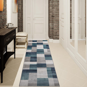 Clifton Geometric Color Block Plush Modern Indoor Area Rug or Runner Rug