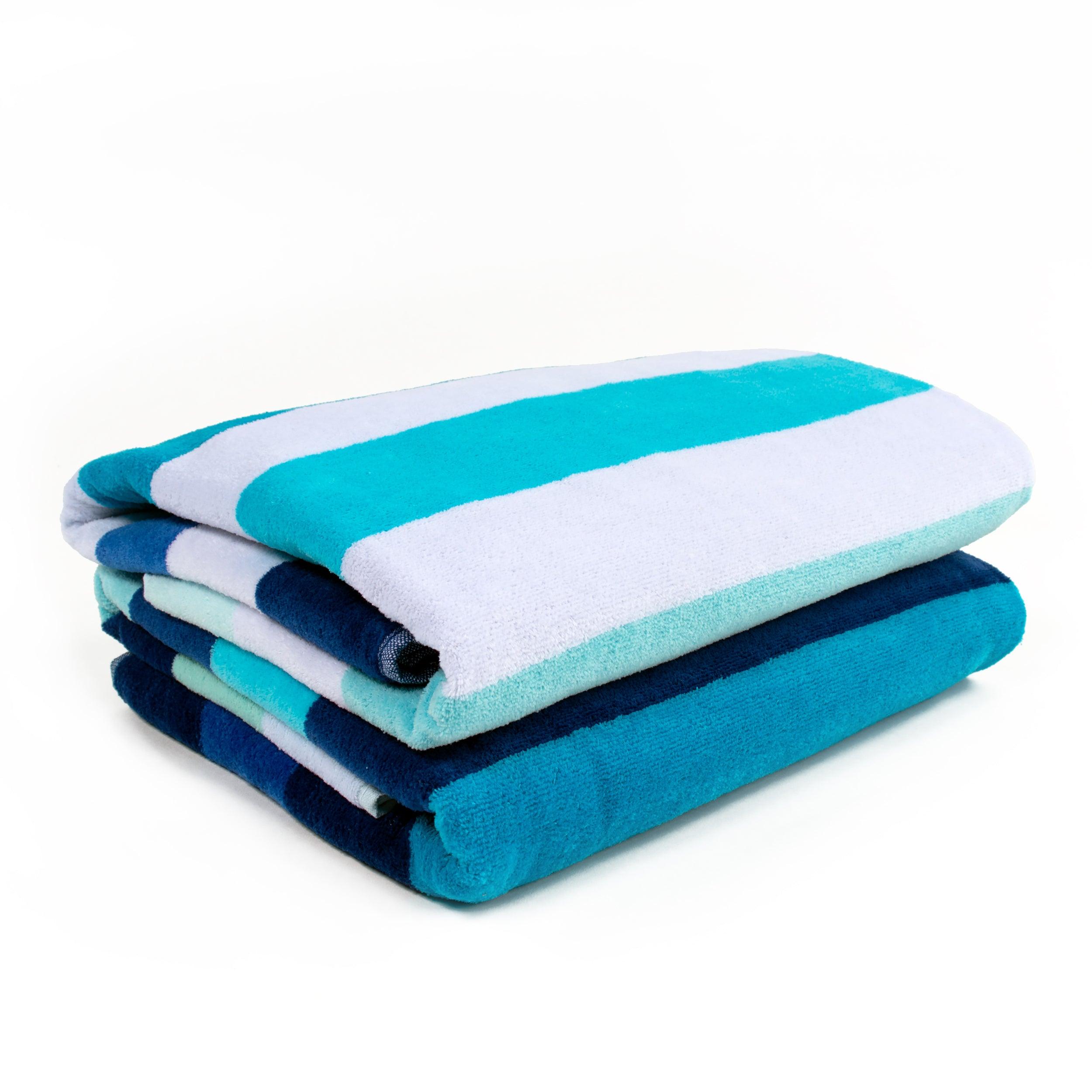 Coastal Blues Cotton Oversized 2 Piece Beach Towel Set - Egyptian Cotton Beach Towel by Superior