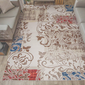 Storyville Modern Geometric Abstract Floral Scroll Area Rug or Runner - Cobalt Blue