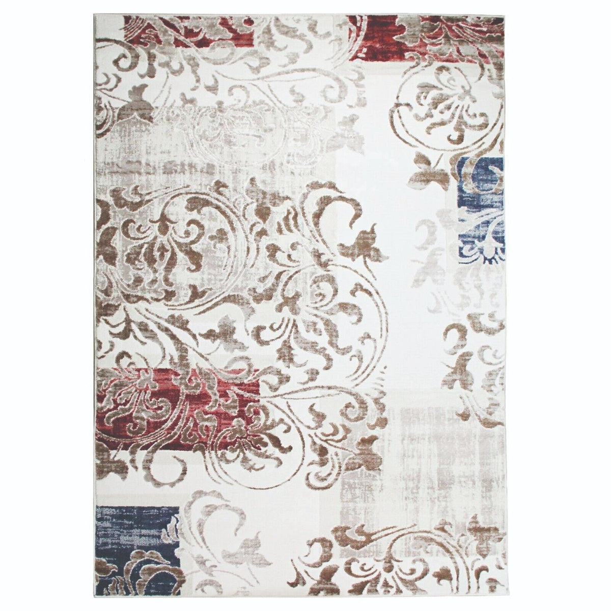 Storyville Modern Geometric Abstract Floral Scroll Area Rug or Runner - Cobalt Blue