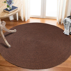 Bohemian Braided Indoor Outdoor Rugs Solid Round Area Rug - Cocoa