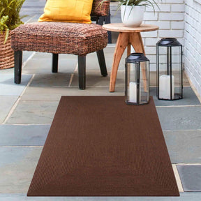 Bohemian Indoor Outdoor Rugs Solid Rectangle Braided Area Rug - Cocoa