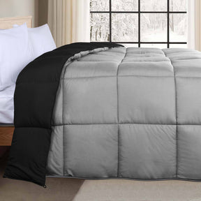 Brushed Microfiber Reversible Down Alternative Comforter - Black-Grey