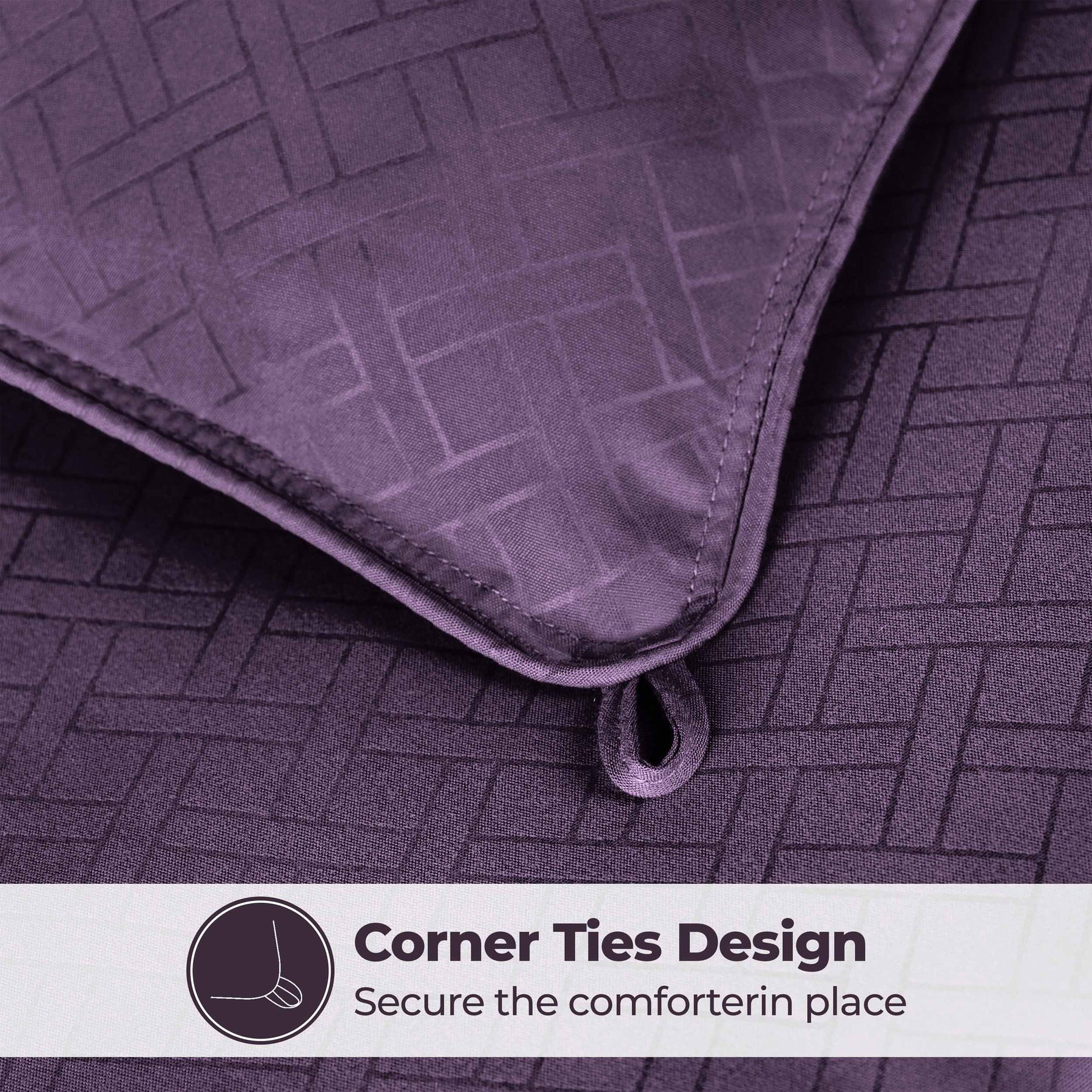 Monochrome Basketweave Plush Microfiber Down Alternative Comforter - Plum