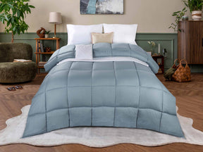 Monochrome Basketweave Plush Microfiber Down Alternative Comforter - Smoke Blue