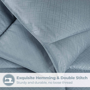 Monochrome Basketweave Plush Microfiber Down Alternative Comforter - Smoke Blue