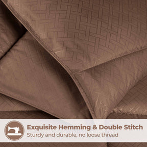 Monochrome Basketweave Plush Microfiber Down Alternative Comforter - Taupe