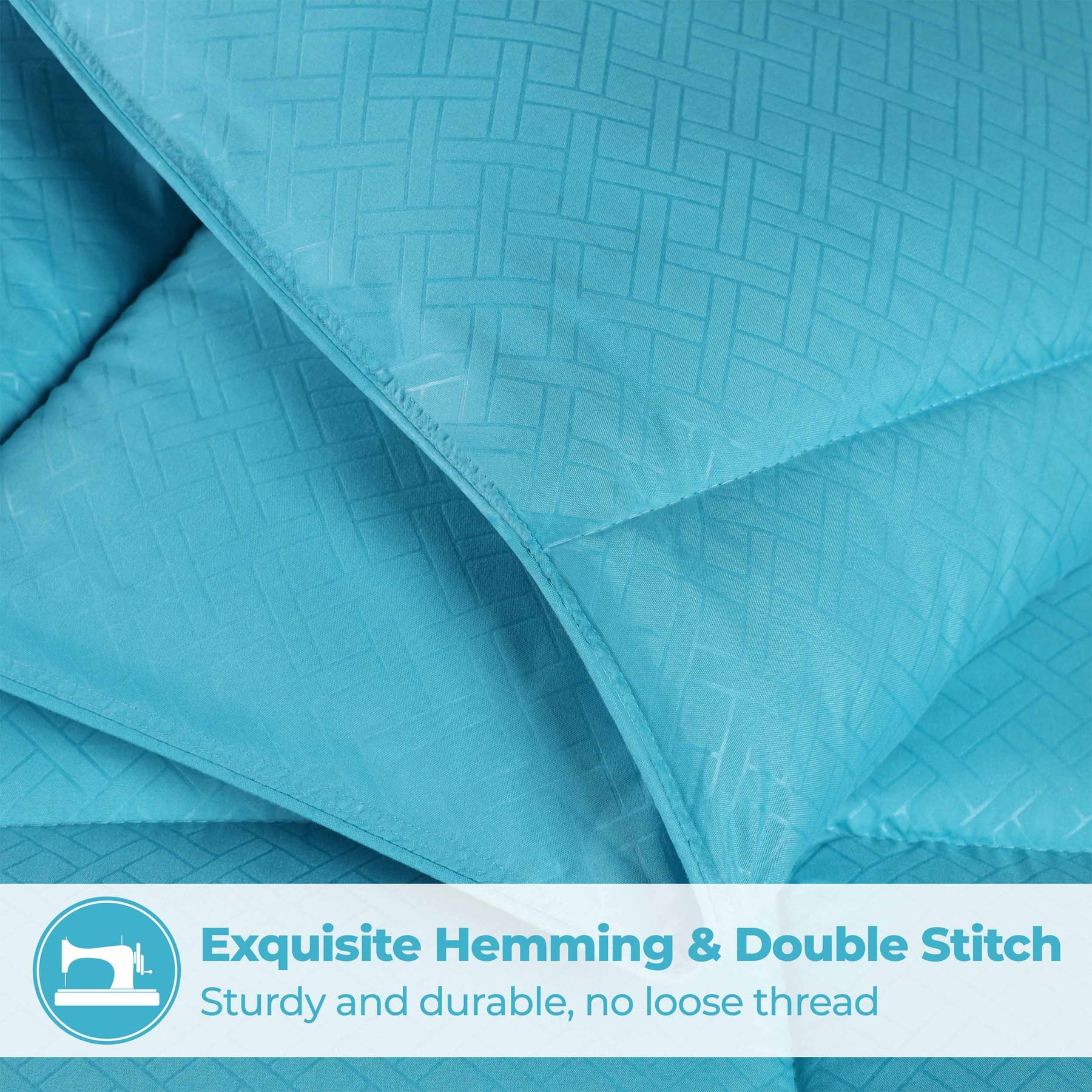 Monochrome Basketweave Plush Microfiber Down Alternative Comforter - Winter Blue