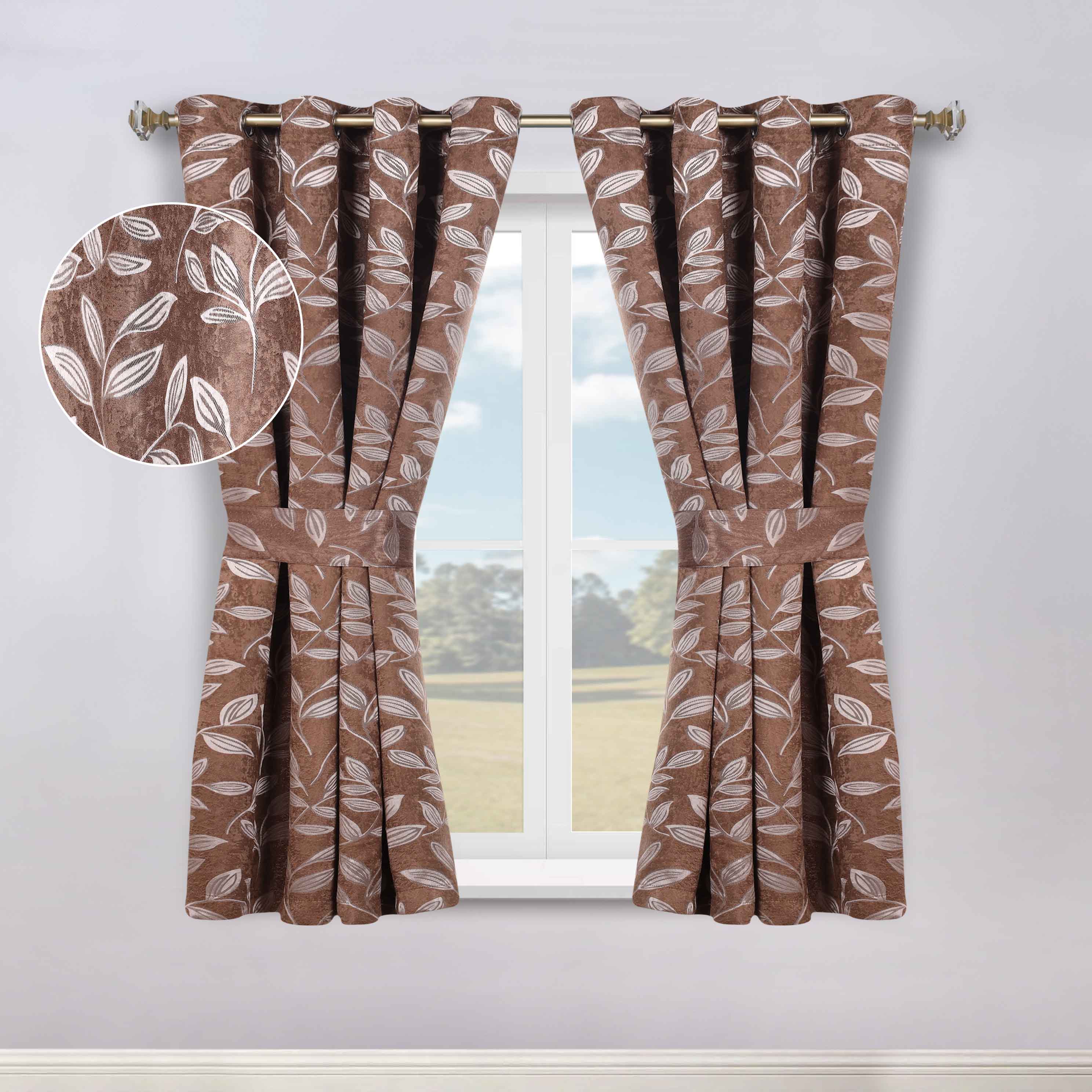 Leaves Room Darkening Washable Blackout Curtain Panels, Set of 2 - Blackout Curtains by Superior
