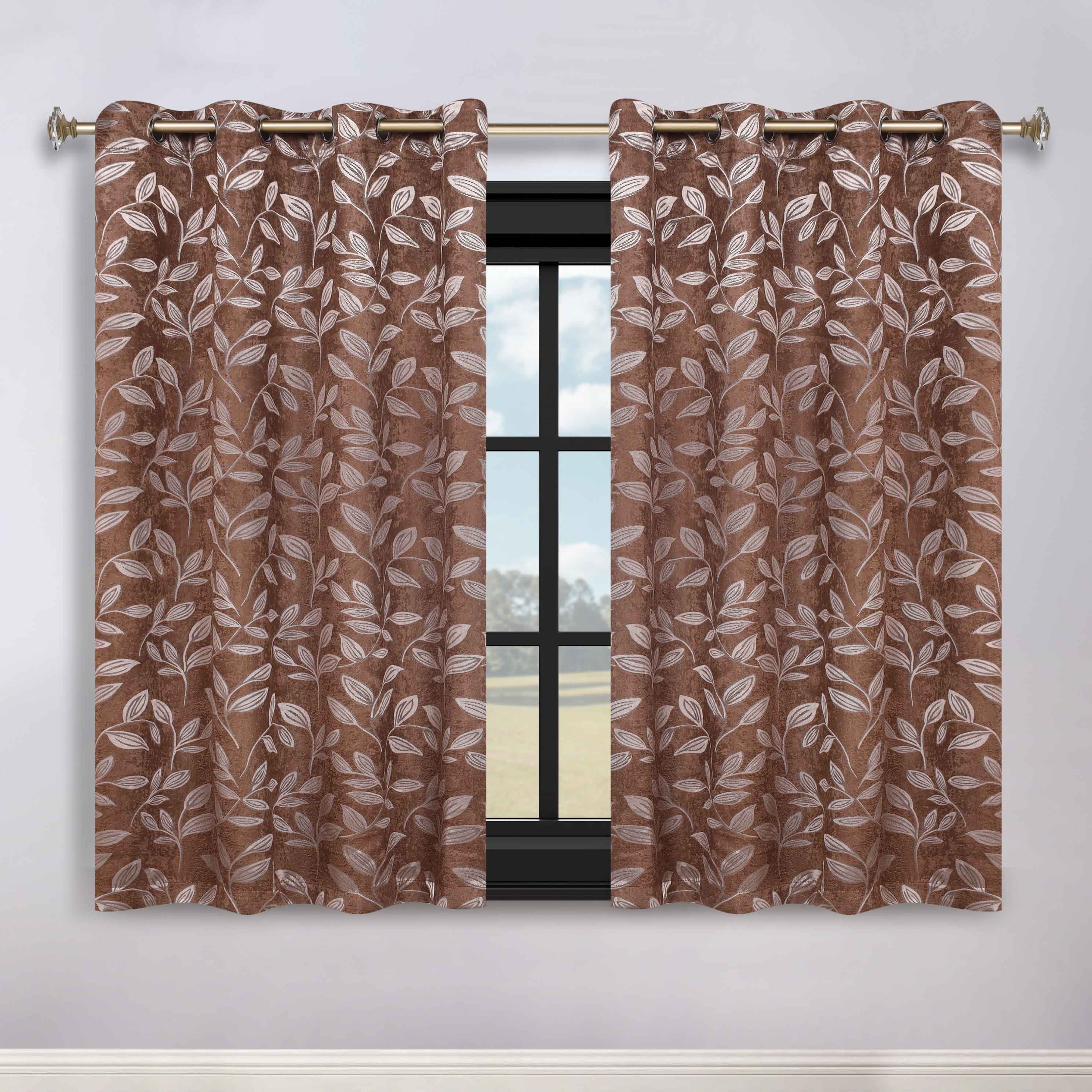 Leaves Room Darkening Washable Blackout Curtain Panels, Set of 2 - Blackout Curtains by Superior
