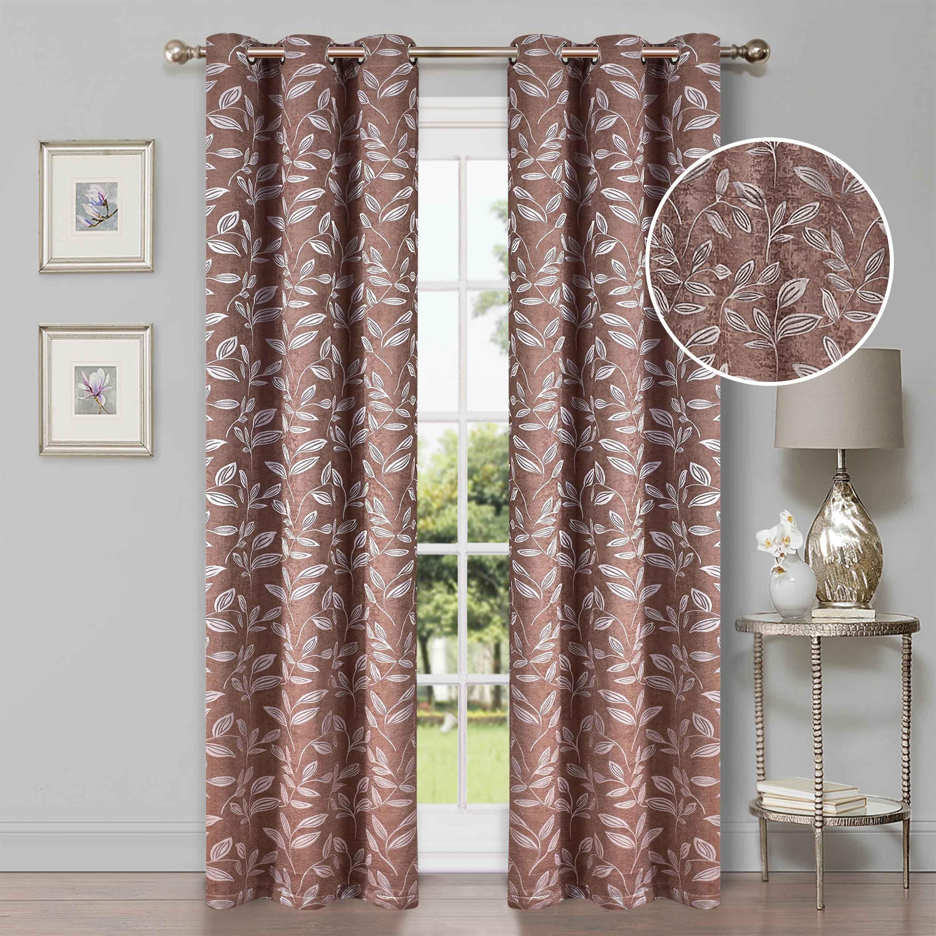 Leaves Machine Washable Room Darkening Blackout Curtains, Set of 2 - Blackout Curtains by Superior Brand