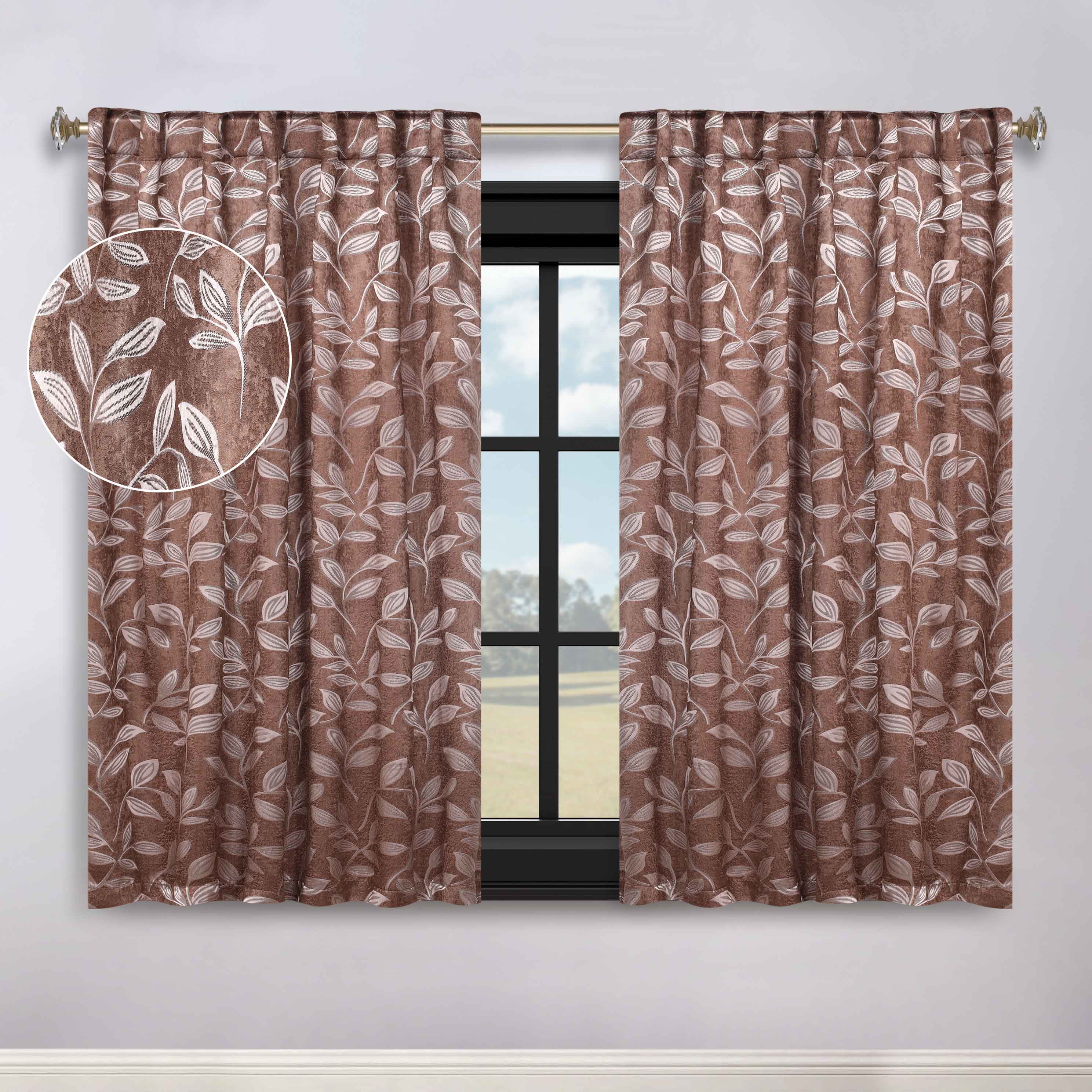 Leaves Room Darkening Back Tabs Blackout Curtain Panels, Set of 2 - Blackout Curtains by Superior Brand