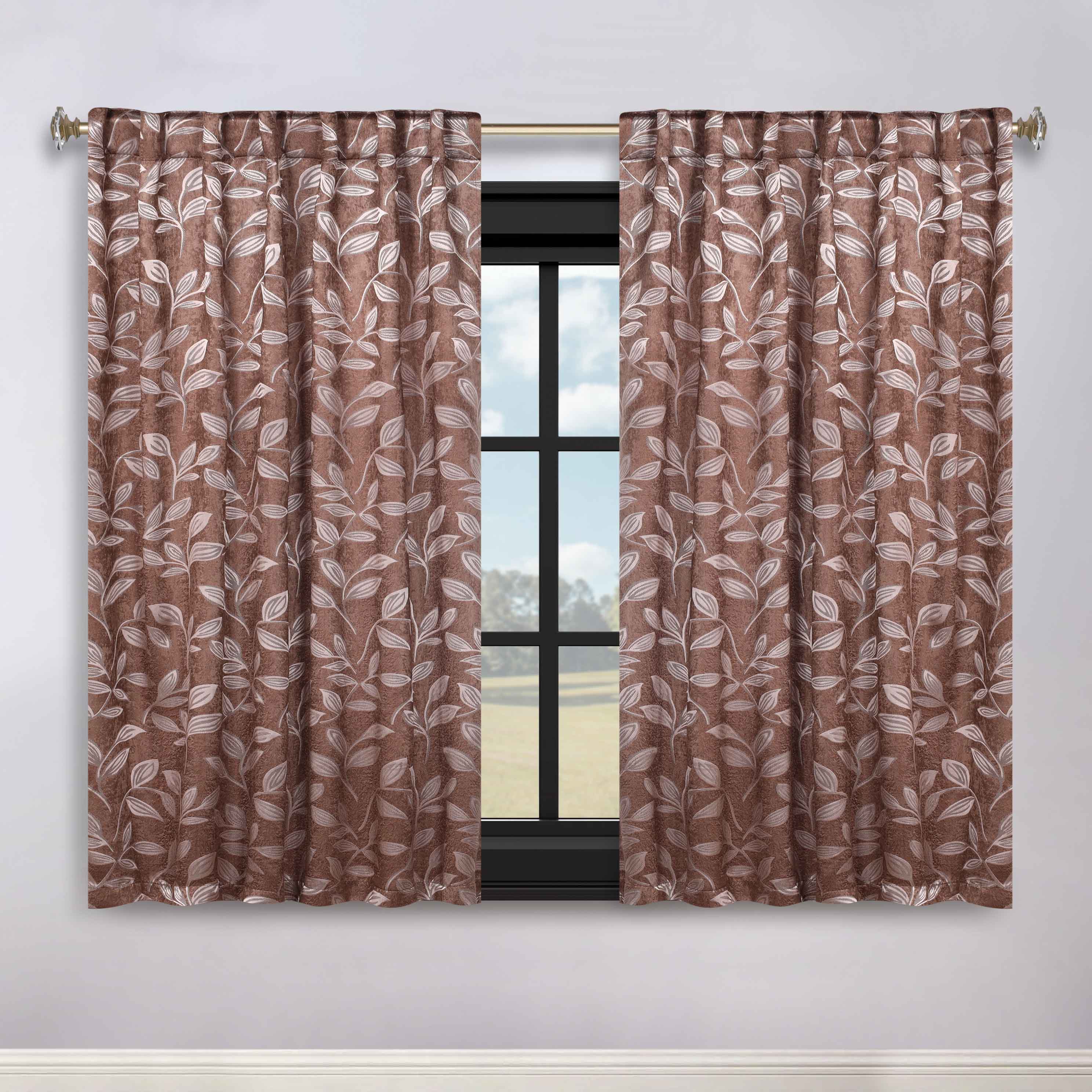 Leaves Room Darkening Back Tabs Blackout Curtain Panels, Set of 2 - Blackout Curtains by Superior