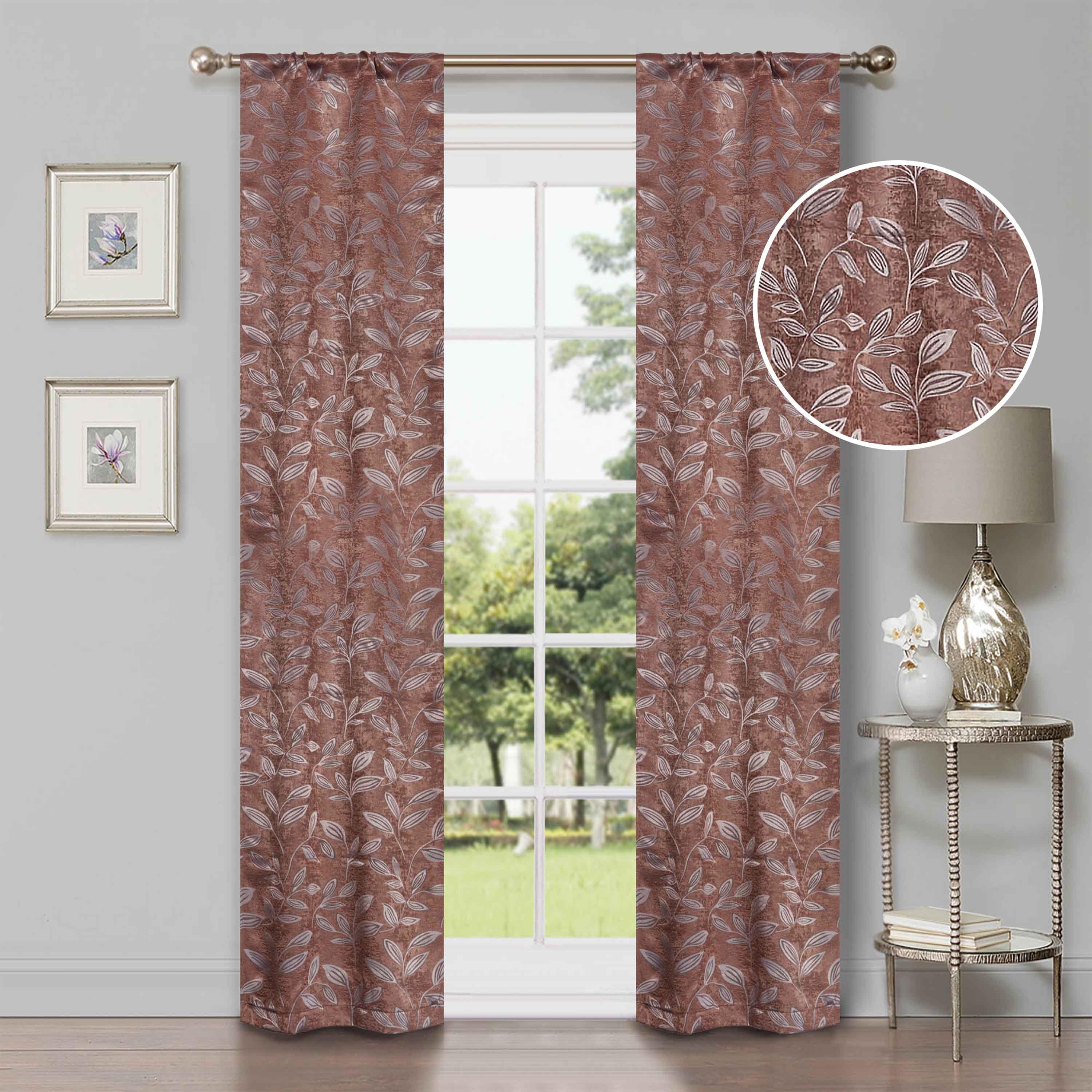 Leaves Machine Washable Room Darkening Blackout Curtains, Set of 2 - Blackout Curtains by Superior Brand