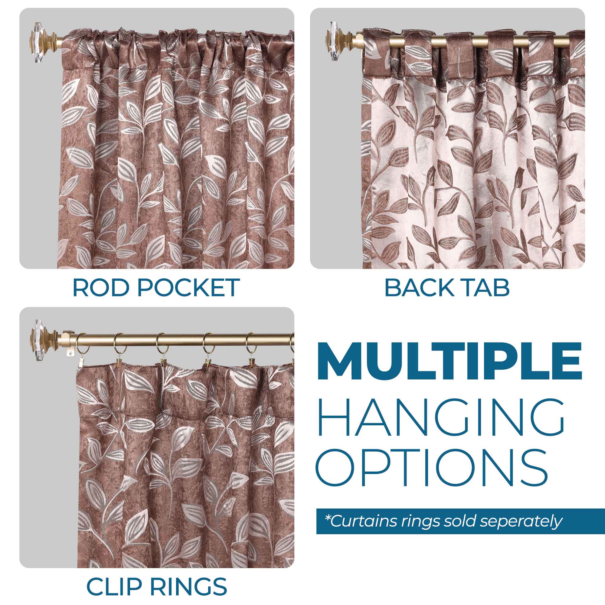 Leaves Room Darkening Back Tabs Blackout Curtain Panels, Set of 2 - Blackout Curtains by Superior