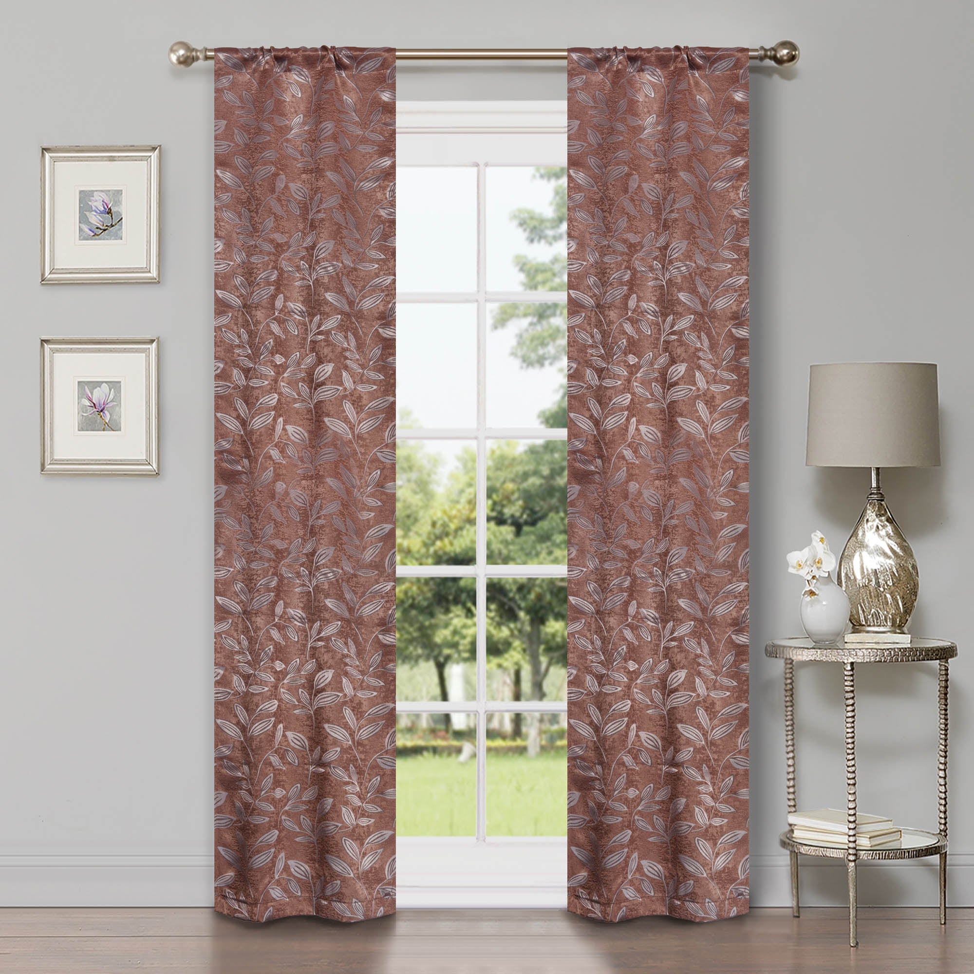 Leaves Room Darkening Washable Blackout Curtain Panels, Set of 2 - Blackout Curtains by Superior Brand