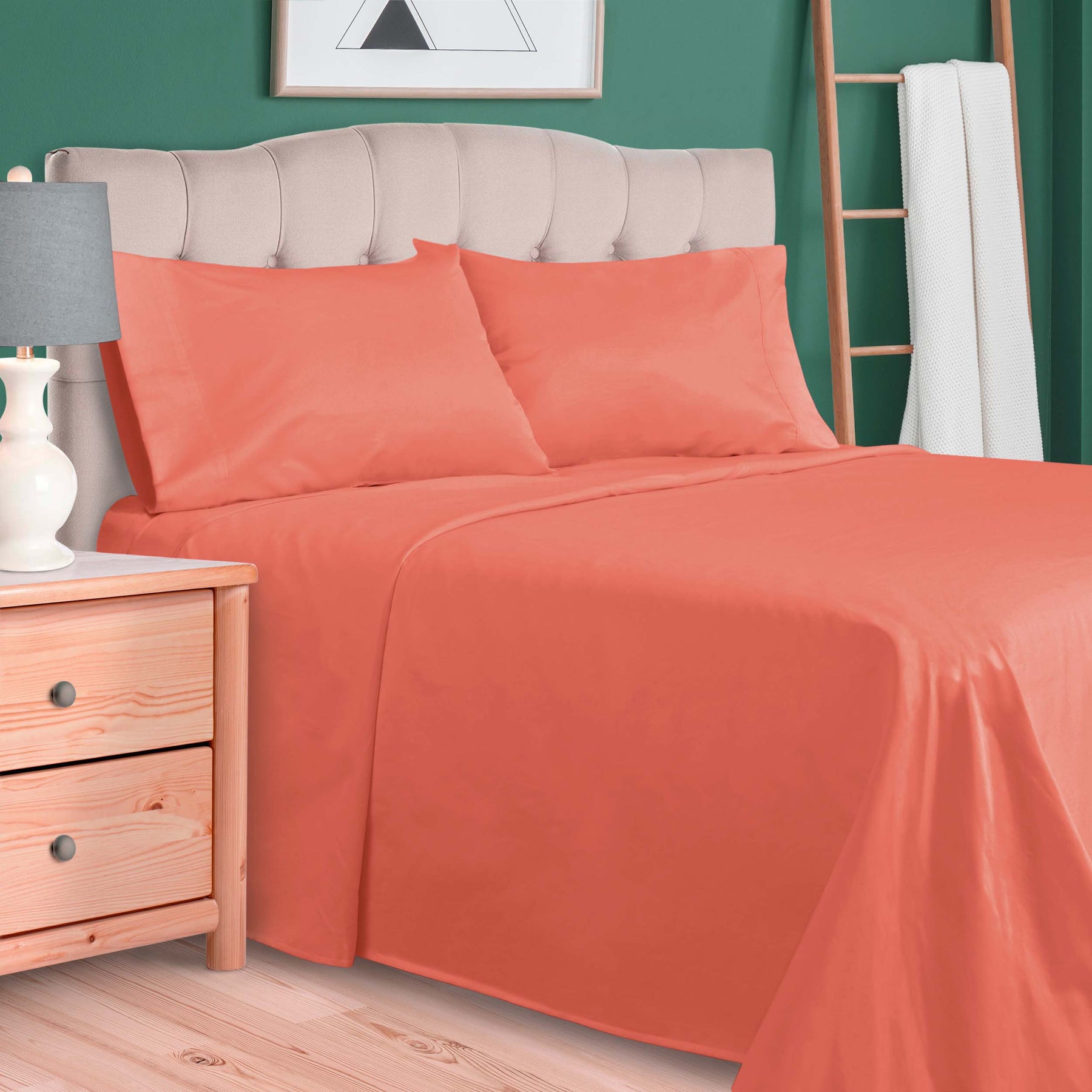 Egyptian Cotton 700 Thread Count Eco Friendly Solid Sheet Set - Coral