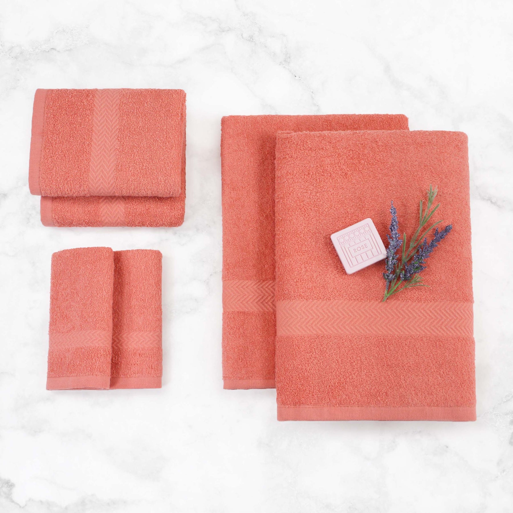 6 Piece Cotton Eco-Friendly Soft Absorbent Towel Set